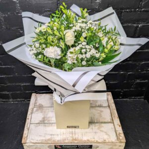 Classic White Flower Bouquet with roses and foliage
