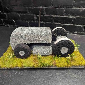 Grey Fergie tractor floral tribute for funerals – arrangement detail