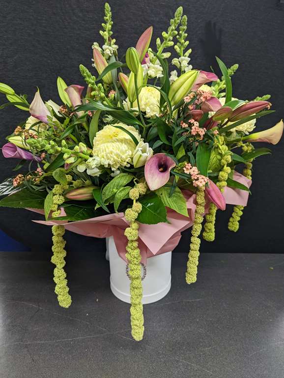 Luxury flower bouquet with lilies and roses