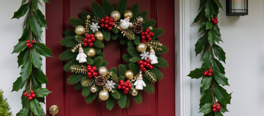 Christmas Wreath Display on Indoor Doors