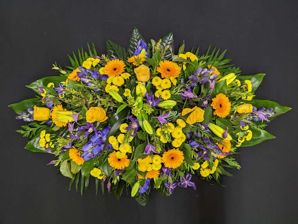 Yellow Roses anf Sunflower Funeral Spray