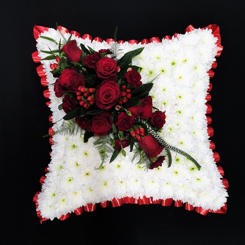 Funeral Pillow with Red Roses Design