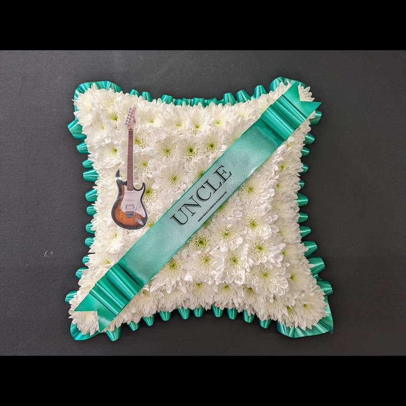 Funeral Pillow Cushion with Guitar Design for Uncle