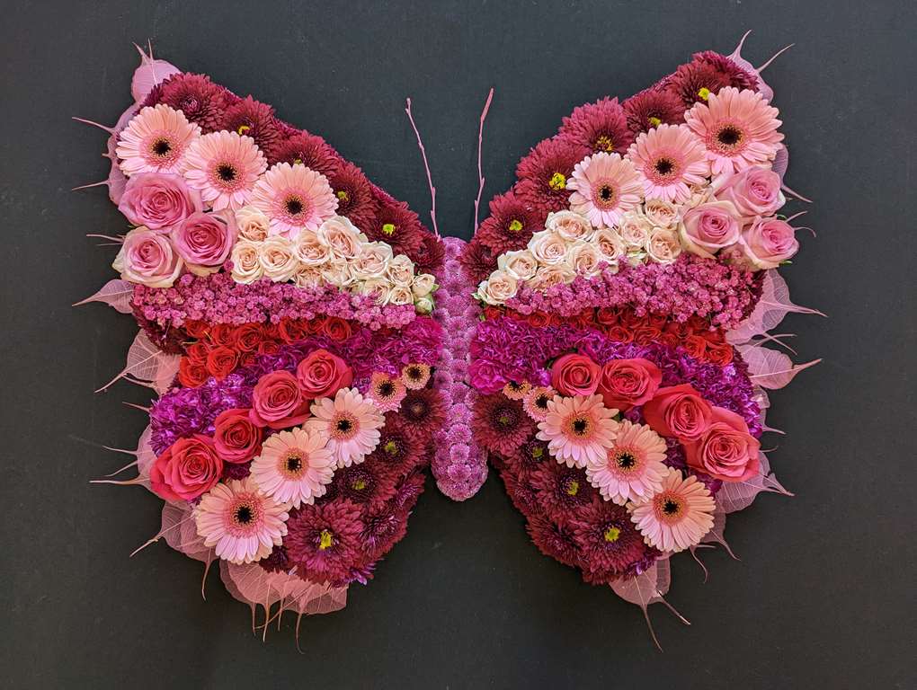 Pink Flower Funeral Butterfly 