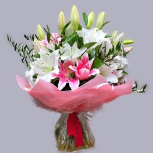 Lilies Bouquets in a Beautiful Pink Wrap