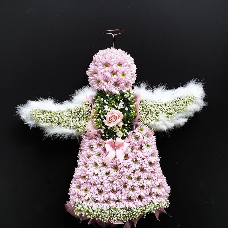 A funeral flower with angel design in Scotland