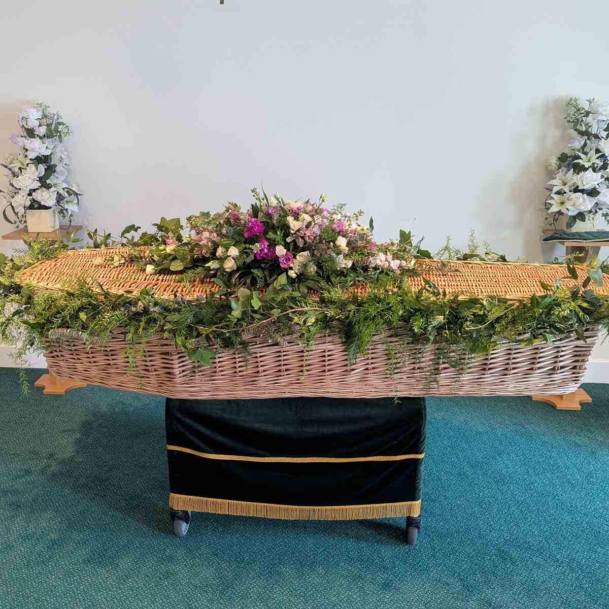 Funeral Casket Spray Garland Funeral casket garland with flowers and greenery