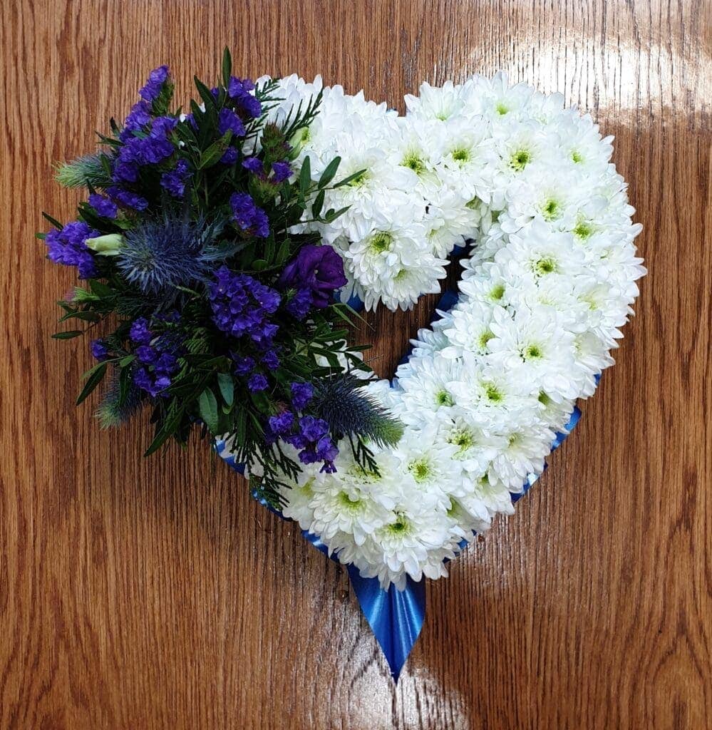 Flower Heart with Blue Flower Design 