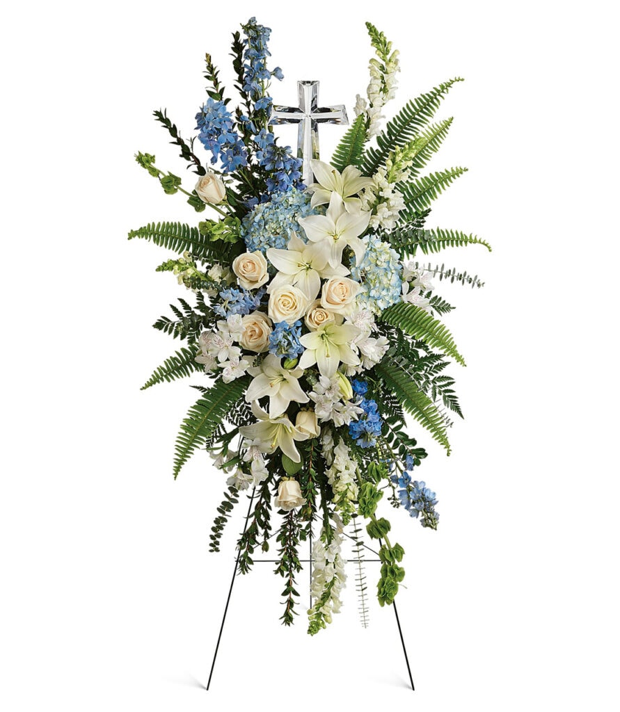 Standing Spray with Cross Design Flowers