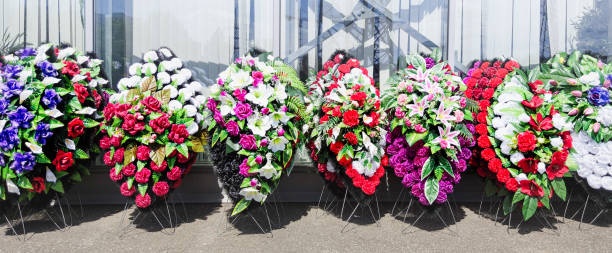Funeral wreaths with different colours