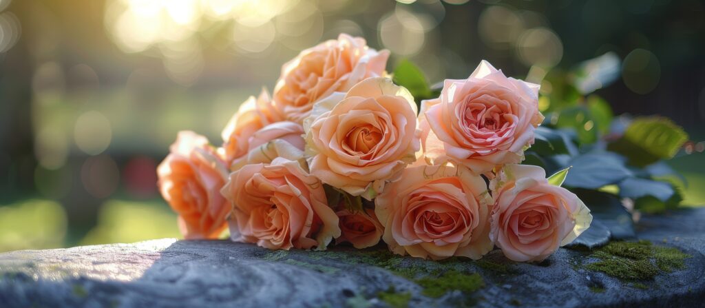 vecteezy pink roses on top of a rock 46097658